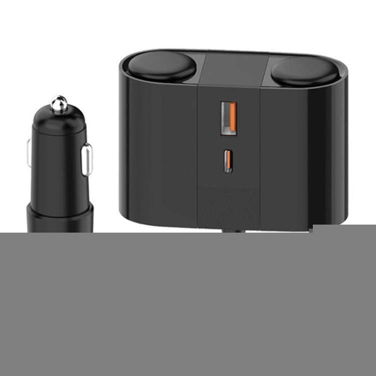 45W Rotating Dual Cigarette Lighter Extension Port Car Charger, S-46