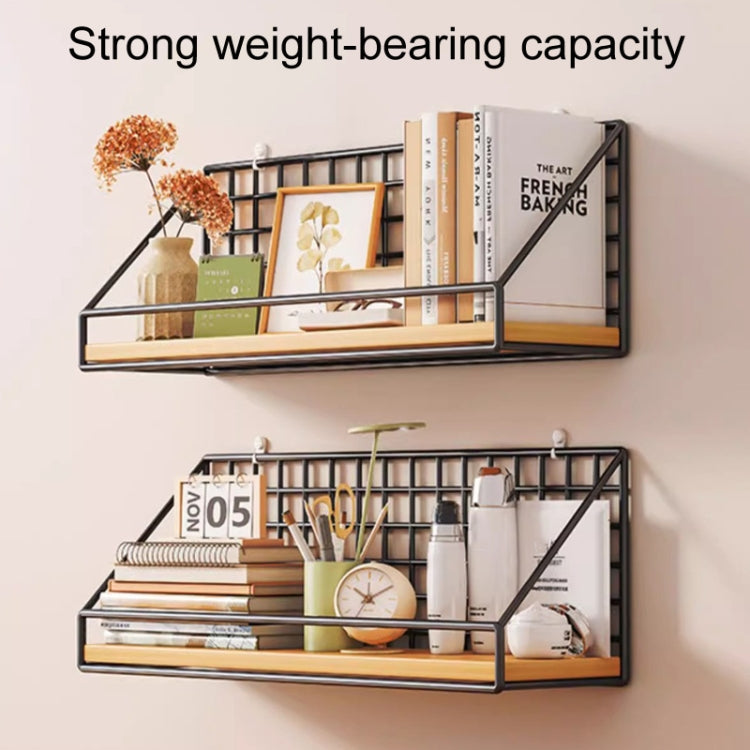 Household Large Non-Punching Organizer Wall Hanging Shelf, Black Basic Model, Black Wooden Ball With Tissue Box