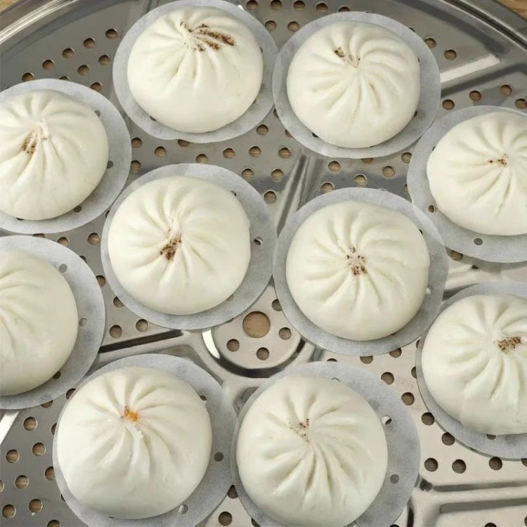 100pcs Food Grade Disposable Round Non-stick Steamer Paper Perforated Buns Steamer Pads, 7.6cm