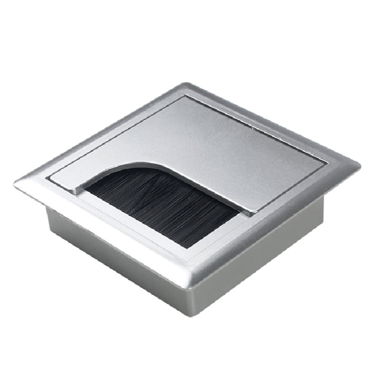 ABS Table Rectangle Wire Hole Cover Outlet Port With Brush PC Desk Cable Organizer, 80x80mm Black, 80x80mm Silver, 80x160mm Black, 80x160mm Silver, 80x160mm White, 100x200mm Silver