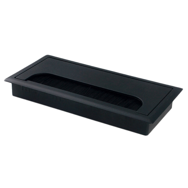 ABS Table Rectangle Wire Hole Cover Outlet Port With Brush PC Desk Cable Organizer, 80x80mm Black, 80x80mm Silver, 80x160mm Black, 80x160mm Silver, 80x160mm White, 100x200mm Silver
