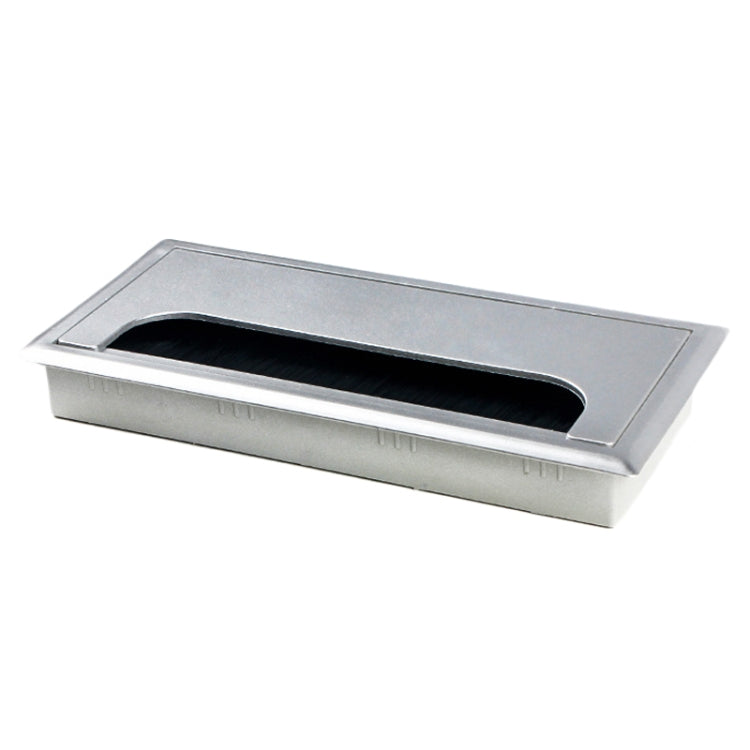 ABS Table Rectangle Wire Hole Cover Outlet Port With Brush PC Desk Cable Organizer, 80x80mm Black, 80x80mm Silver, 80x160mm Black, 80x160mm Silver, 80x160mm White, 100x200mm Silver