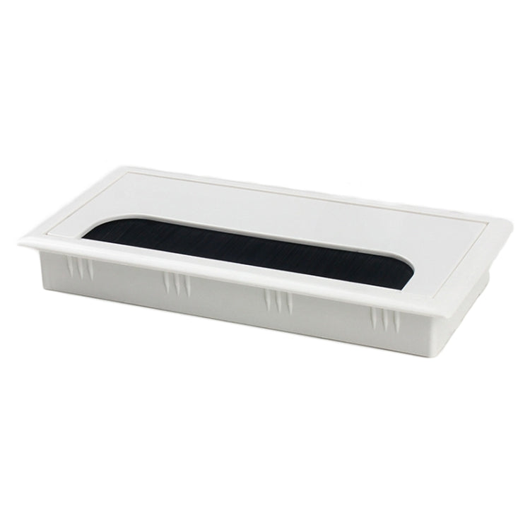 ABS Table Rectangle Wire Hole Cover Outlet Port With Brush PC Desk Cable Organizer, 80x80mm Black, 80x80mm Silver, 80x160mm Black, 80x160mm Silver, 80x160mm White, 100x200mm Silver
