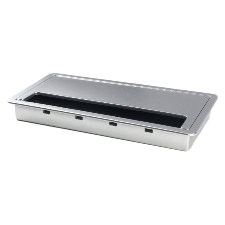 ABS Table Rectangle Wire Hole Cover Outlet Port With Brush PC Desk Cable Organizer, 80x80mm Black, 80x80mm Silver, 80x160mm Black, 80x160mm Silver, 80x160mm White, 100x200mm Silver