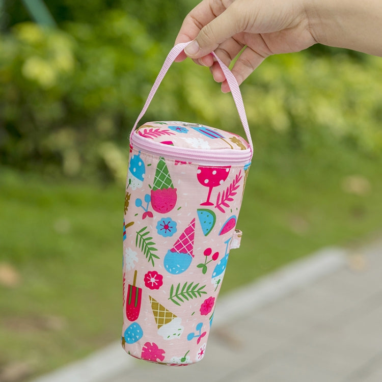 Portable Milk Tea Tote Bag Heat Preservation Eco-friendly Handbag Carrying Insulated Cup Cover, Lemon, Cats, Ice Cream, Bunny