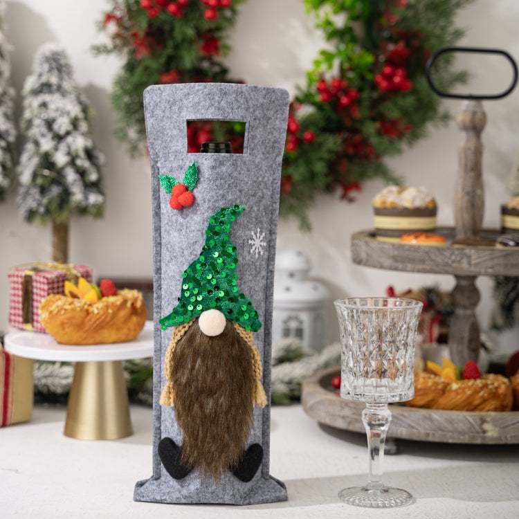 Christmas Cartoon Wine Bottle Cover Holiday Party Decoration Gift Bag, Red, Green, Pink, Black