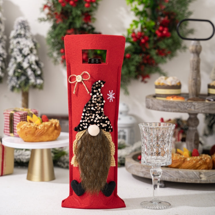 Christmas Cartoon Wine Bottle Cover Holiday Party Decoration Gift Bag, Red, Green, Pink, Black
