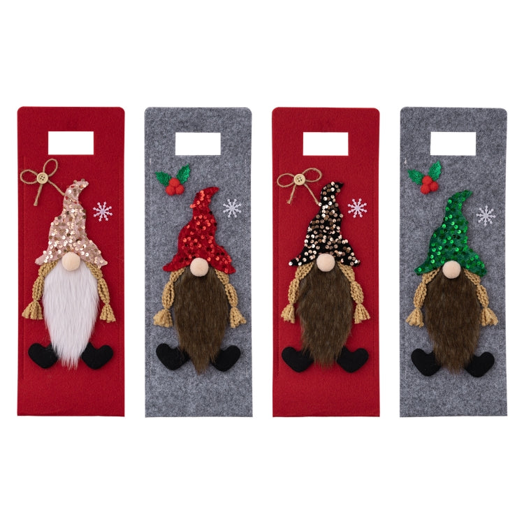 Christmas Cartoon Wine Bottle Cover Holiday Party Decoration Gift Bag, Red, Green, Pink, Black