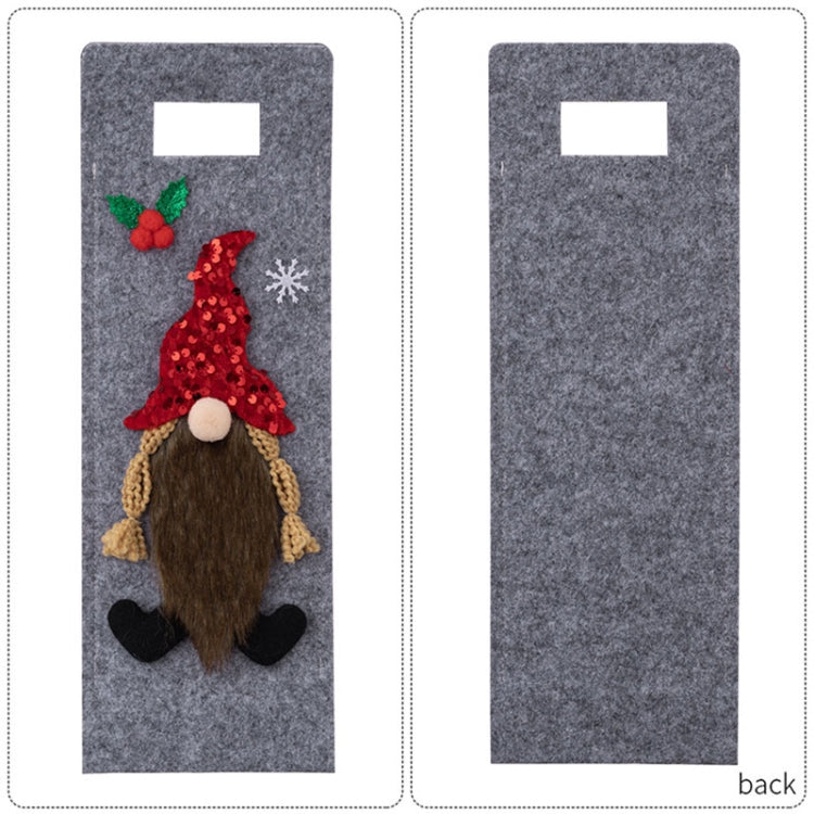 Christmas Cartoon Wine Bottle Cover Holiday Party Decoration Gift Bag, Red, Green, Pink, Black