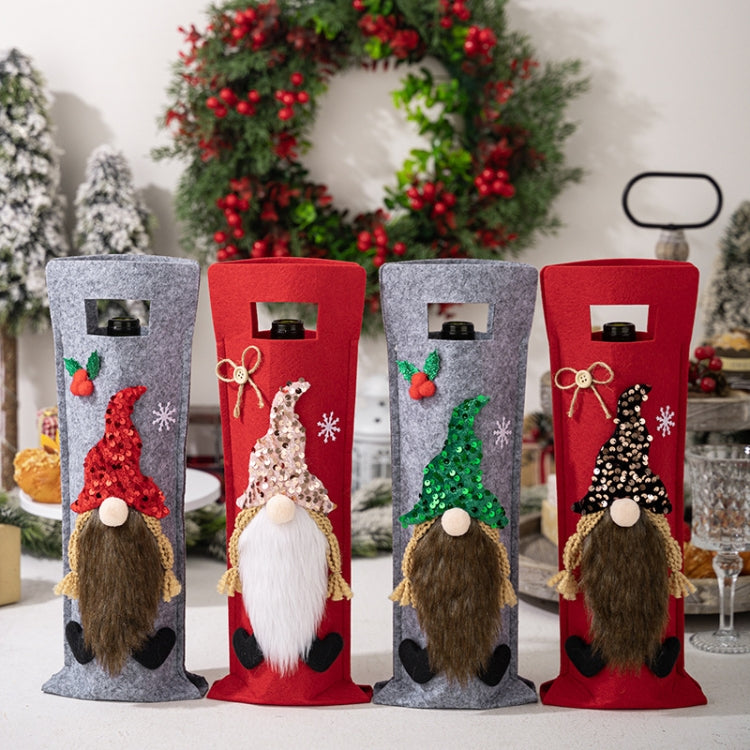 Christmas Cartoon Wine Bottle Cover Holiday Party Decoration Gift Bag, Red, Green, Pink, Black