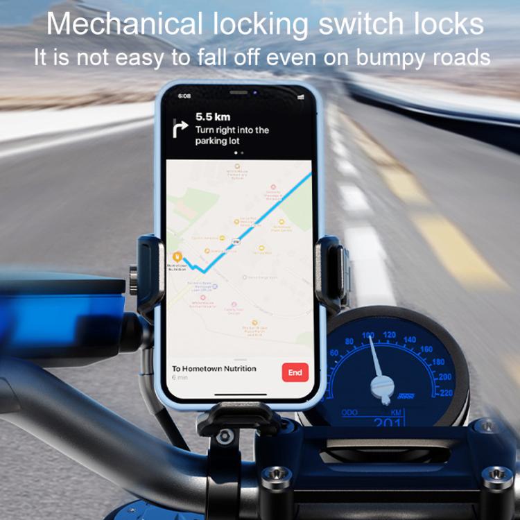 Kewig M33-A5 Outdoor Riding Shock Absorbing Anti-Theft 15W QI Wireless Charger Cell Phone Mounting Bracket, M33-A5