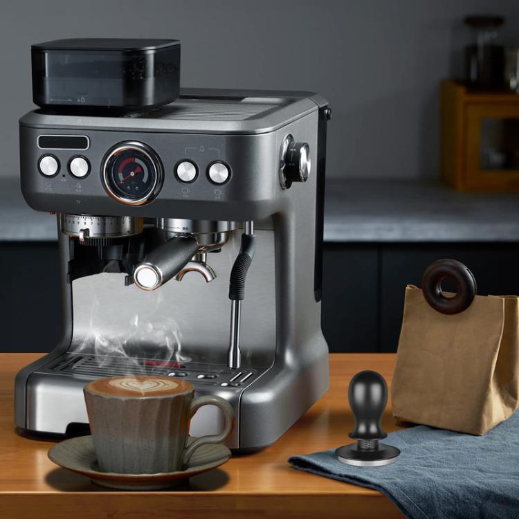 Coffee Constant Pressure Powder Press Adjustable Impact Hammer, Black Flat Bottom, Black Flat Bottom+Round Base, Black Thread, Black Thread+Round Base