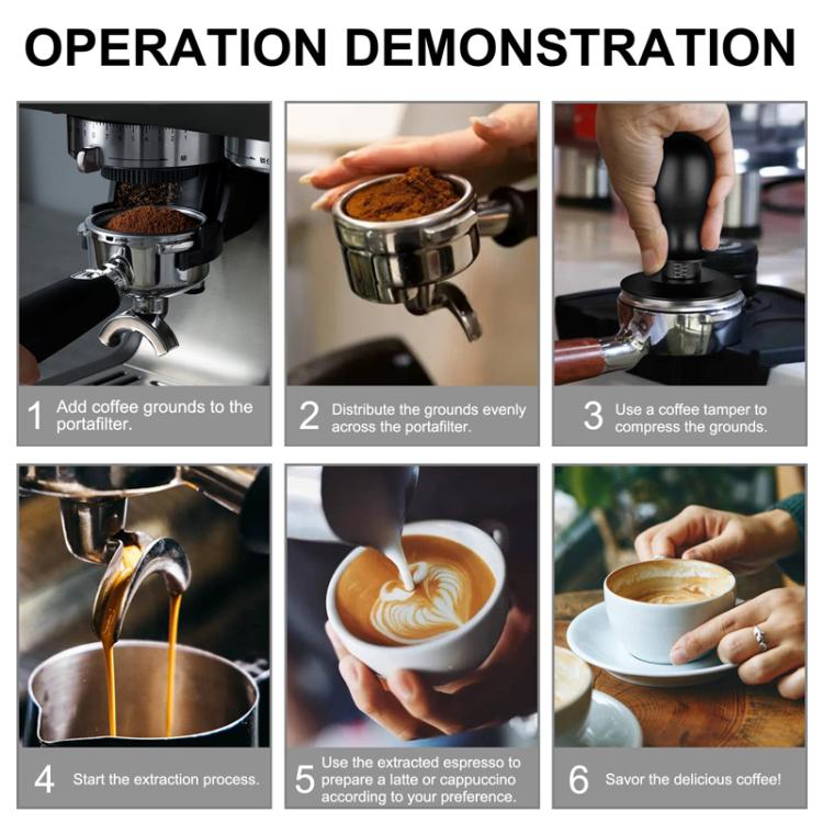Coffee Constant Pressure Powder Press Adjustable Impact Hammer, Black Flat Bottom, Black Flat Bottom+Round Base, Black Thread, Black Thread+Round Base