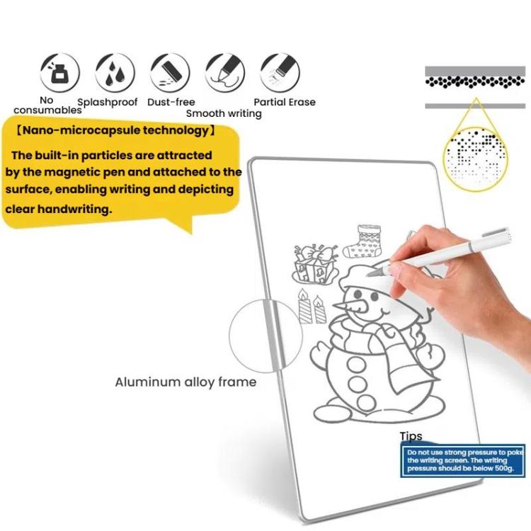 Nano-Microcapsule Magnetic Whiteboard Drawing Draft Writing Board, A3 20 Inches, A5 11 Inches