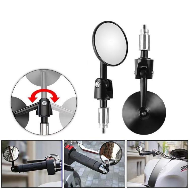 2pcs /Set Motorcycle Rearview Mirror Modified Retro Folding Round E-Bike Universal Reversing Mirror Reflector, Flat