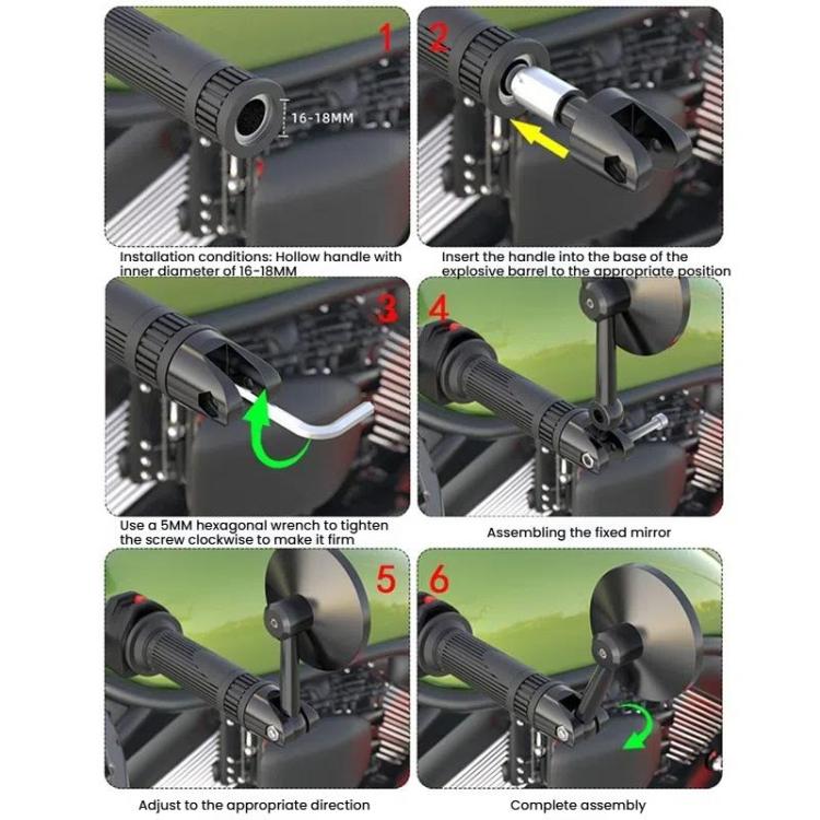 2pcs /Set Motorcycle Rearview Mirror Modified Retro Folding Round E-Bike Universal Reversing Mirror Reflector, Flat