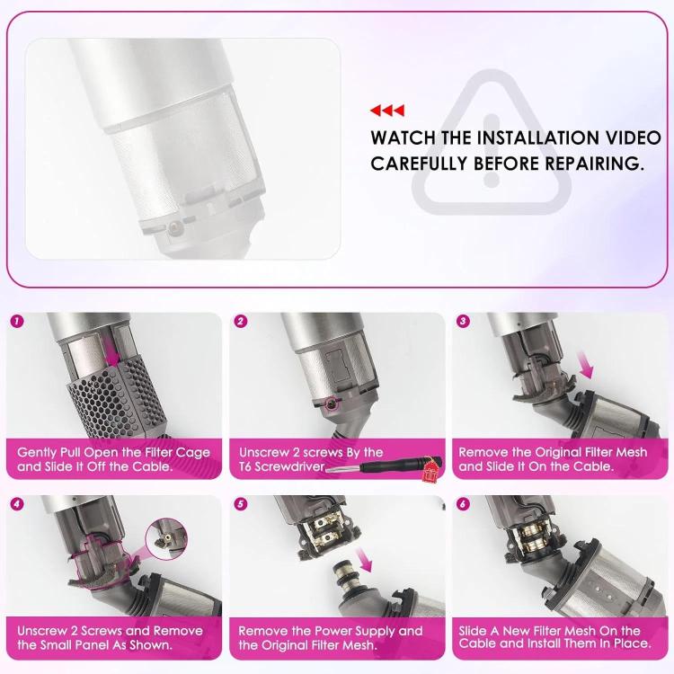 For Dyson Airwrap HS01 HS05 Hair Styler Inner Filter Repair Parts, Inner Filter+Clean Brush