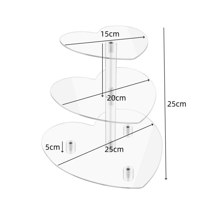 Acrylic Three-Tier Heart-Shaped Wedding Birthday Cupcake Stand, YX153