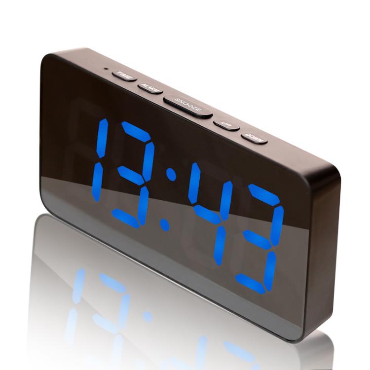 LED Mirror Digital Clock with Type-C Charging Port & 18650 Battery Compartment (Battery Not Included), White Shell White Light, Black Shell White Light, Black Shell Blue Light, White Shell Blue Light