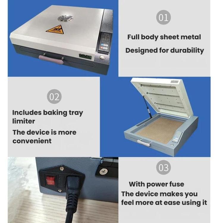 ZHONGYINJIAJIE A3+ DTF White Ink Hot Melt Powder Rapid Heating Drying PET Transfer Film Oven, EU Plug, US Plug, UK Plug