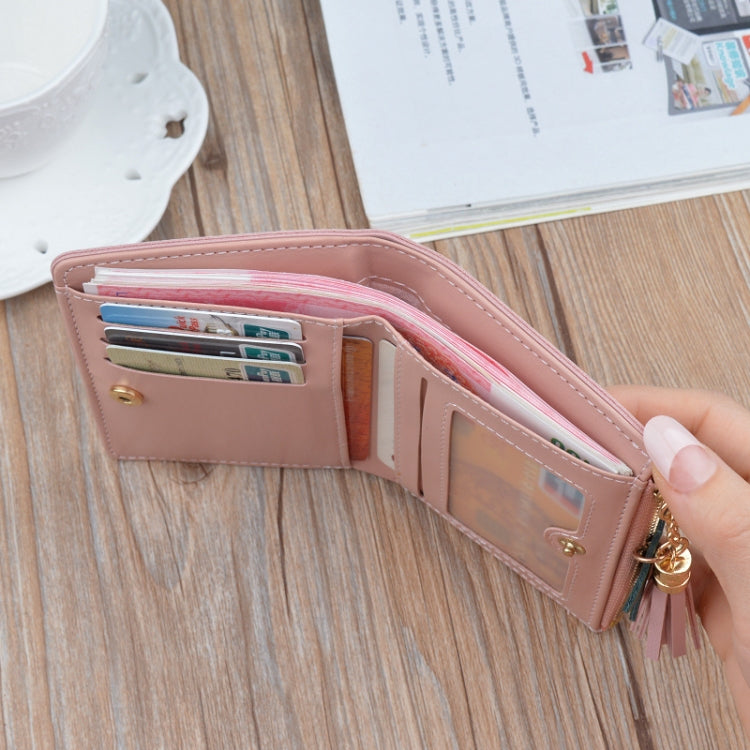 Short Leather Women Zipper Purse Panelled Wallets Trendy Coin Purse, Leather Pink, Leather Blue, Leather Black