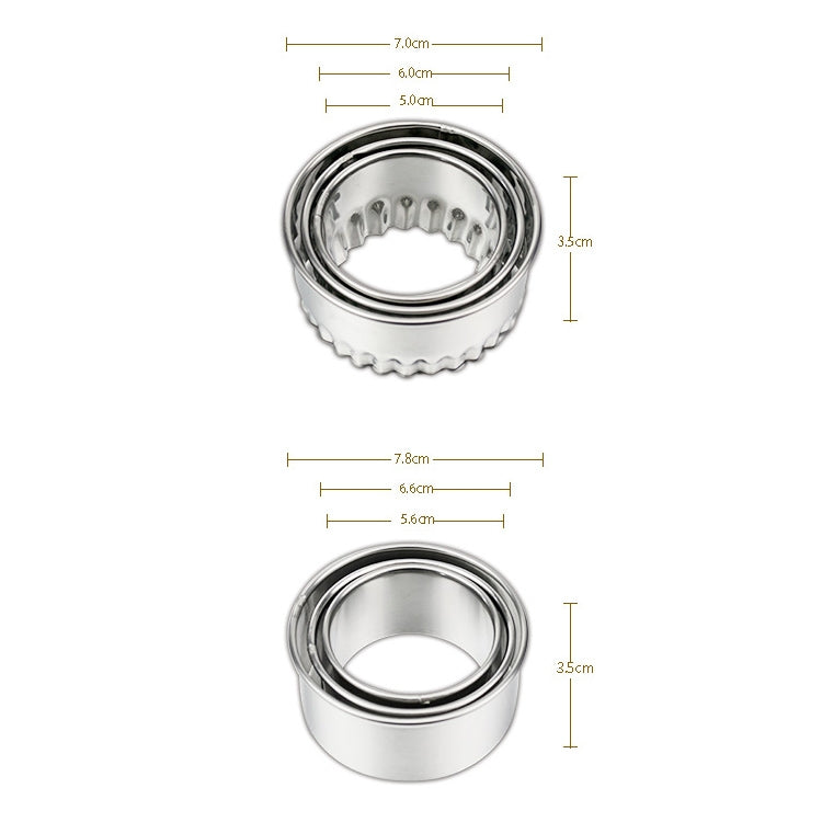 3pcs/set Stainless Steel Round Dumplings Wrappers Molds Set Cutter Maker Tools, Circular, Sawtooth