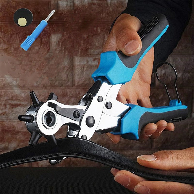 Multifunctional Belt Hole Puncher with 6 Holes Leather Hole Punch for Leather Belts Cards Paper Fabric, Red, Blue