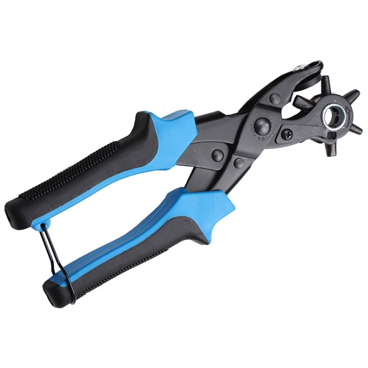 Multifunctional Belt Hole Puncher with 6 Holes Leather Hole Punch for Leather Belts Cards Paper Fabric, Red, Blue