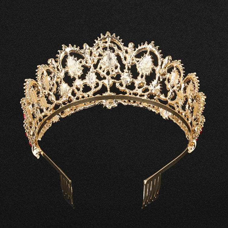 Crystal Tiaras Vintage Gold Rhinestone Pageant Crowns With Comb Baroque Wedding Hair Accessories, Gold Blue, Gold Green, Gold Red, Silver Green, Silver Red, Silver Blue