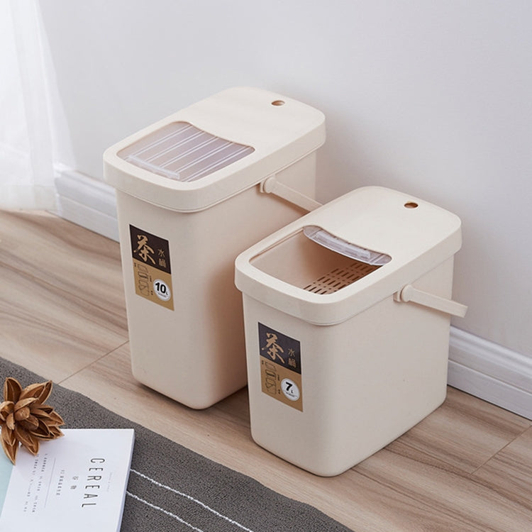 Office Plastic Tea Residue Bucket Tea Waste Bucket Push Lid Portable Trash Can, 7L, 10L