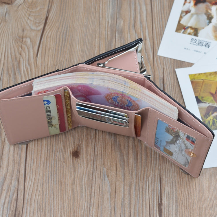 Simple Mini Vintage Flowers Short Women's Folding Wallet Coin Purse