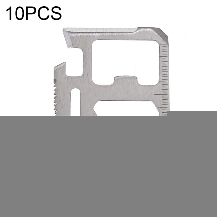 100 PCS 11 in 1 Outdoor Portable Multi-function Stainless Steel Hollow Tool Card Cutter with Leather Case, Size: 6.9 x 4.5cm, 10 PCS