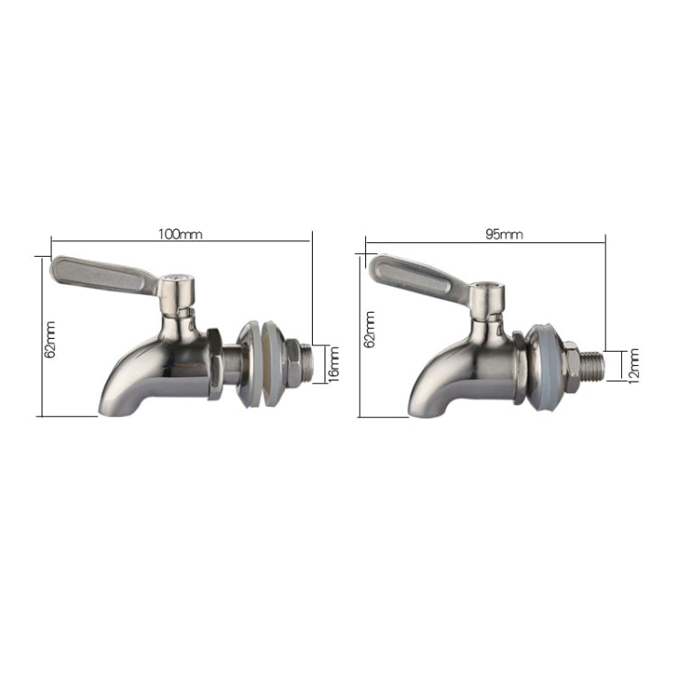 Drink Dispenser Beverage Wine Barrel Tap Spigot Stainless Steel Coffee Juice Faucet, 12mm, 16mm