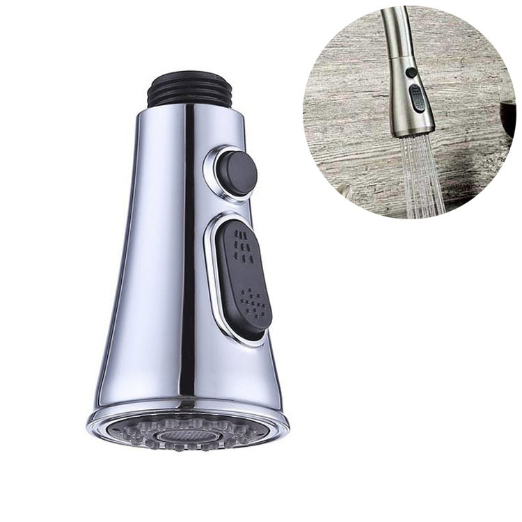 Kitchen Horn Button Switch Pausable Faucet Sprinkler Water Saving Nozzle Sprayer Filter, Plating CP, Drawing BN