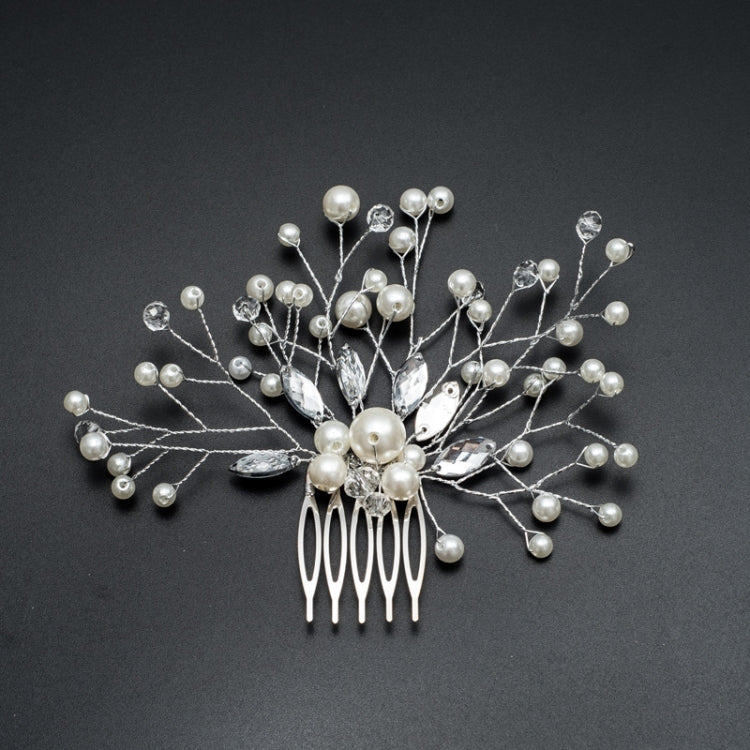 Pearl Women Hair Combs Wedding Hair Accessories Hair Pin Rhinestone Tiara Bridal Clip Crystal Crown Bride Hair Jewelry, Silver, Gold