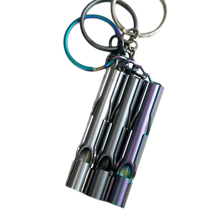 Outdoor High-decibel Stainless Steel Self-protection Double Tube Survival Whistle with Key Ring, Whistle (Silver), Whistle (Black), Whistle (titanium)