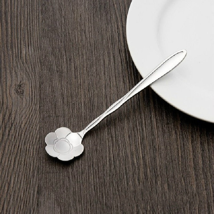 3 PCS Stainless Steel Household Creative Flower Spoon Coffee Stirring Spoon, Sun Flower Spoon, Sunflower Spoon, Pansy Flower Spoon, Bellflower Spoon, Plum Flower Spoon, Cosmos Flower Spoon