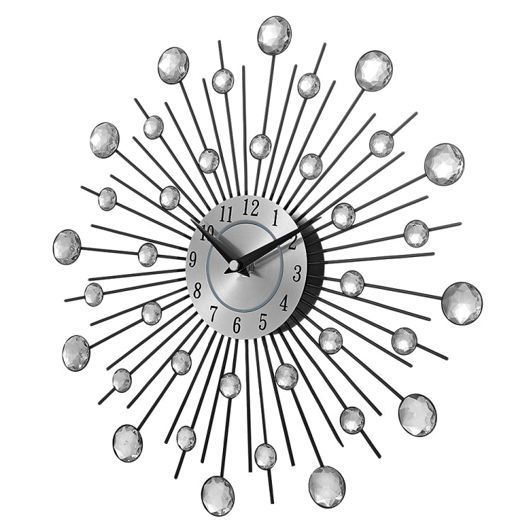 Creative Wall Clock Crystal Silver Wrought Iron Wall Clock Personality Art Decoration Living Room Bedroom Clock, Iron Wall Clock
